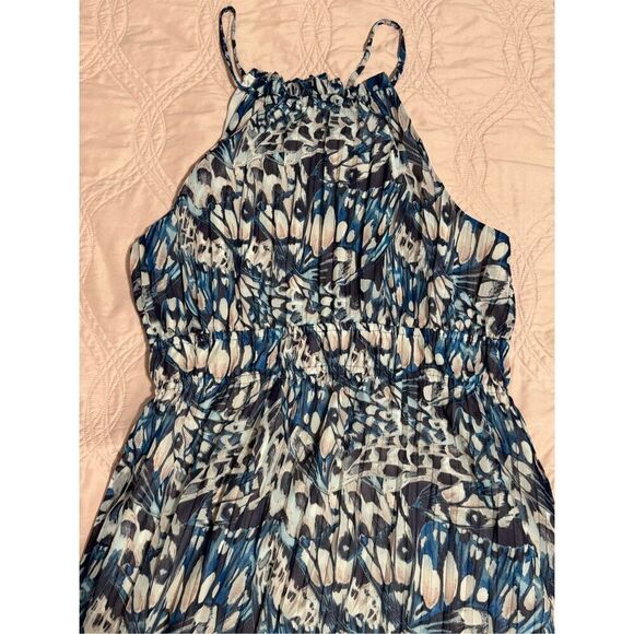 NWT Anne Klein Flowy Halter Marine Blue Multi Midi Dress 10 - Picture 3 of 8
